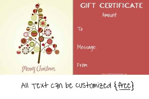 Merry Christmas gift certificate