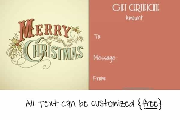 Printable christmas gift certificate template