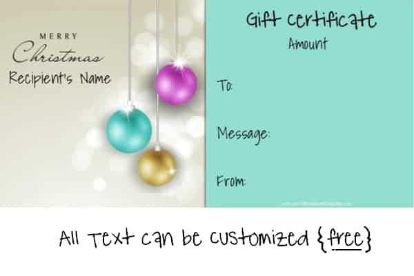 Free printable christmas gift certificate template