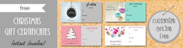 Christmas gift certificates