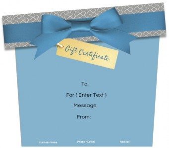gift certificate in blue