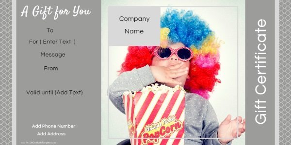 gift certificate template with a photo of a little boy. Could be used by photographers or businesses for children related products although the photo can be replaced and it can be used for any business.