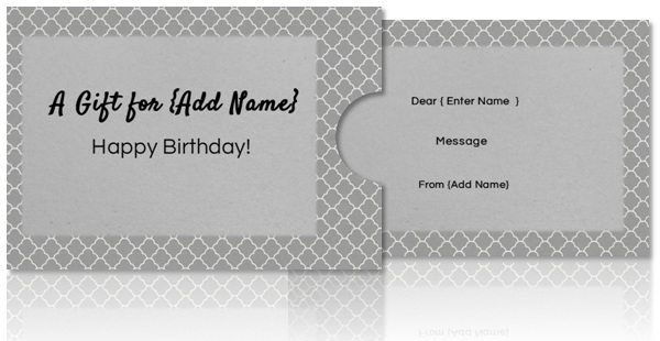 gift card holder in grey for any occasion