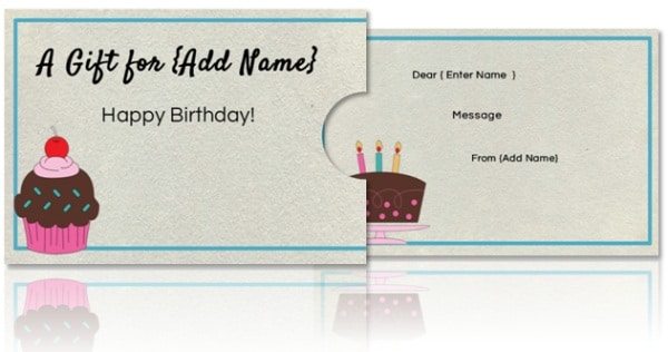 Birthday gift card holder template