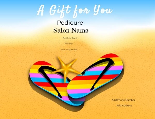 Pedicure Gift Card Template