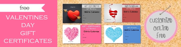Valentines day gift certificates