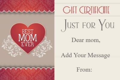 Blank Mother's Day Gift Certificate