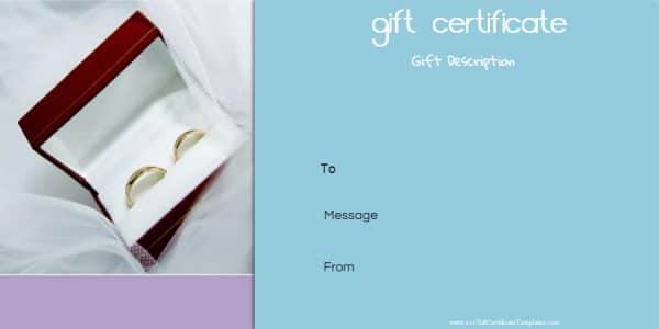 gift voucher with a photo of two rings. can be used for an anniversary or wedding gift.