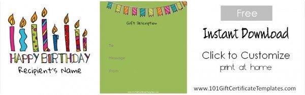 Free Customizable Birthday Gift Certificate Template