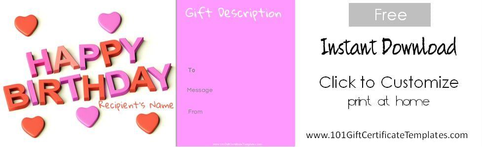 Free Birthday Gift Certificate Template