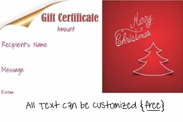 Free printable christmas gift certificate template w czerwieni i bieli