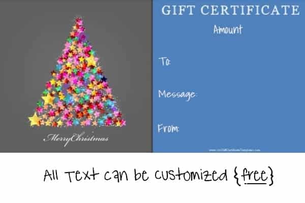 Printable gift certificado para época festiva