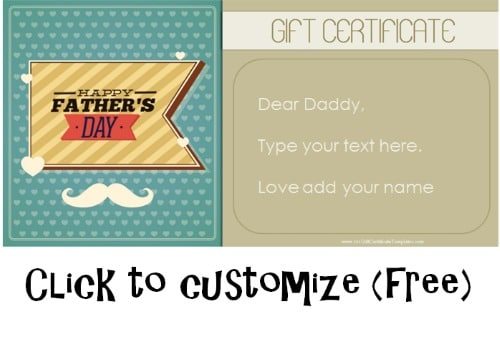 Fathers Day Printable Gift Certificate