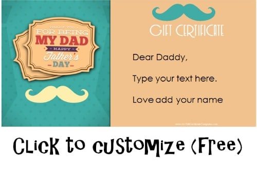 Free Printable Father's Day Gift Cards - Customize Online