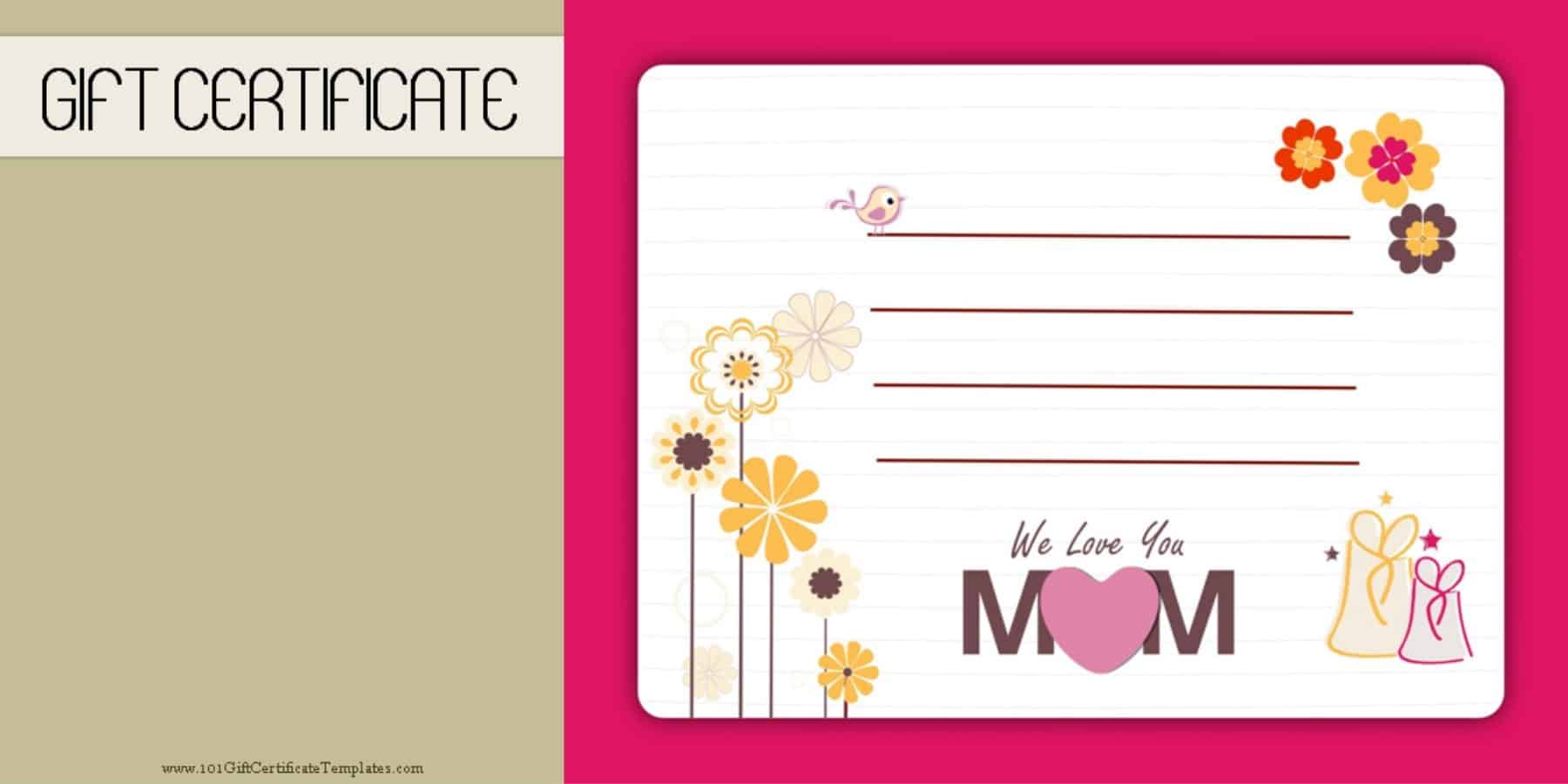 Mother S Day Gift Certificate Template