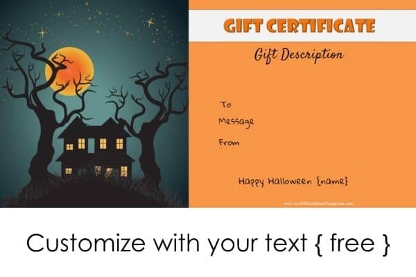 Halloween gift certificate
