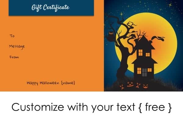 Halloween gift certificate template