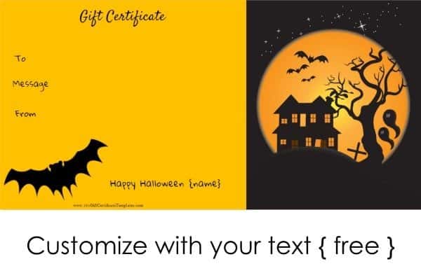 Halloween Gift Certificates