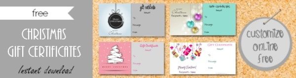 Christmas gift certificates