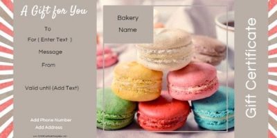 gift certificate template with a picture of macaroons