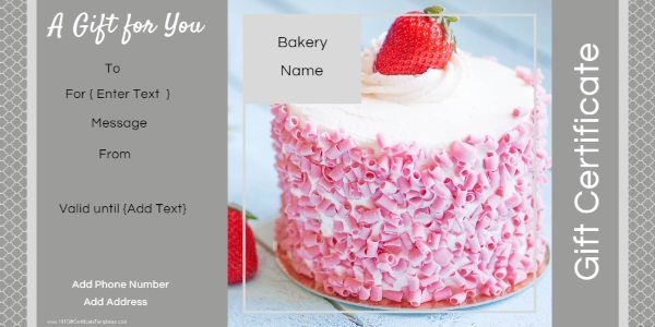 gift card with a pink cake