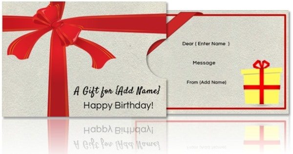 gift card holder with a red ribbon