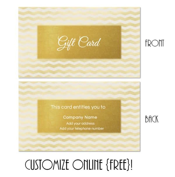 gold gift certificate with gold chevron background