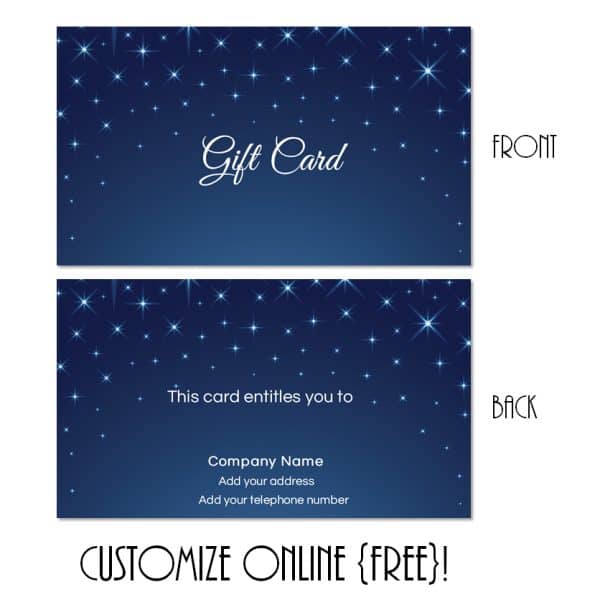 Navy blue gift card with stars