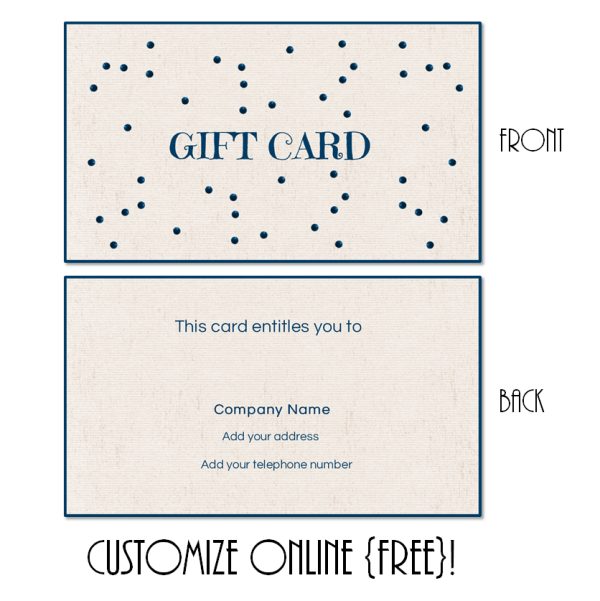 gift card with a blue border and blue glitter