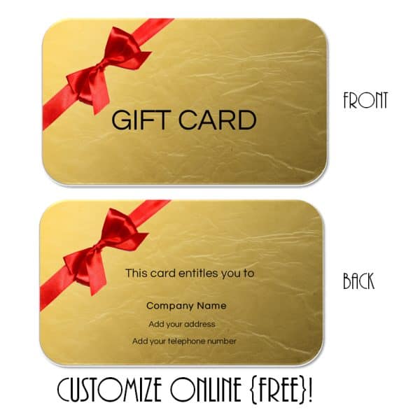 gold gift certificate with a red bow