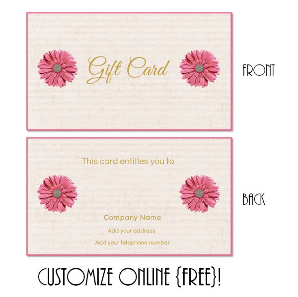 gift card with pink flowers