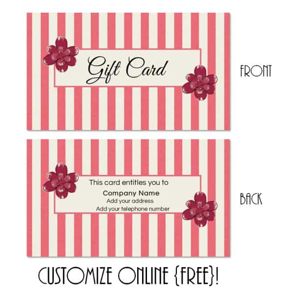 gift certificate with pink stripes and pink flowers