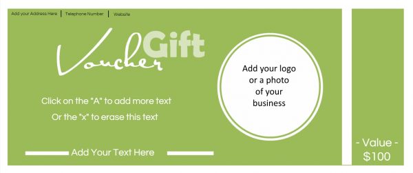 A free printable gift voucher with space for a photo of the business