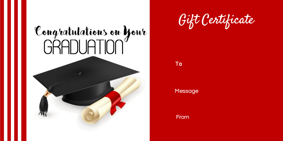 Graduation Gift Certificate Template Free Customizable