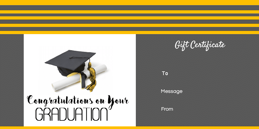 Graduation Gift Certificate Template Free Customizable