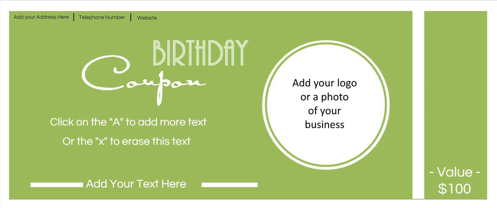 Free Custom Birthday Coupons - Customize Online & Print at 