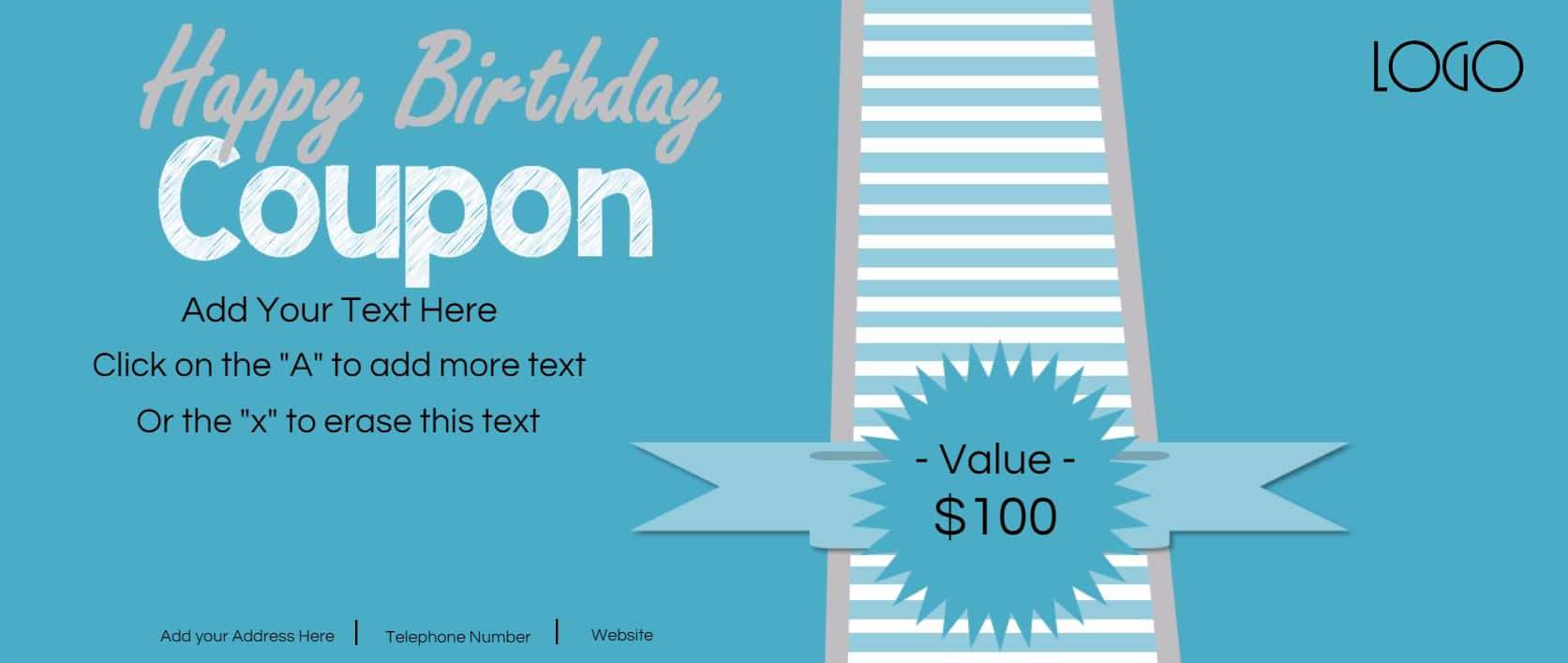 Free Custom Birthday Coupons - Customize Online & Print at 