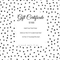 gift voucher with a black and white design made with small black triangles