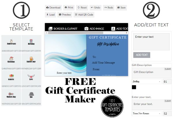 Gift certificate generator