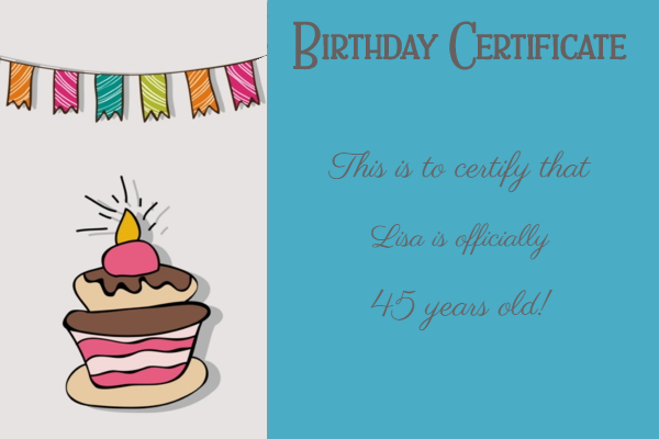 Birthday certificate template