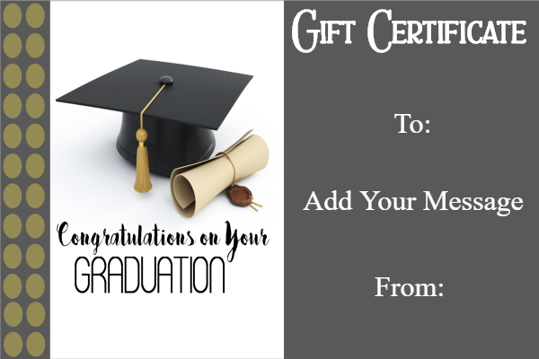 Graduation Gift Certificate Template Free Customizable