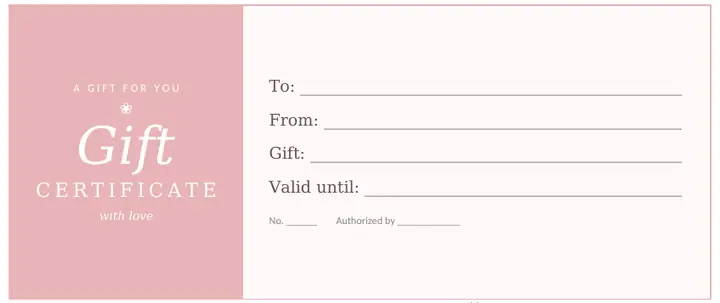 Blush pink gift certificate template for Word
