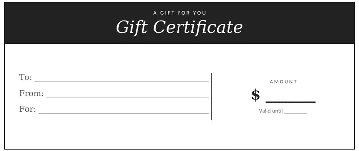 Minimal grey and white gift certificate template for Word